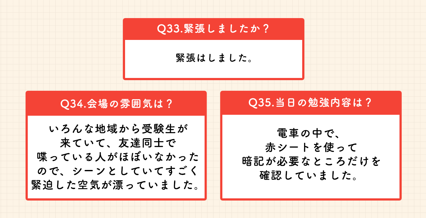 瀬島さんの試験当日の様子